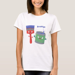 Cute paintbrush and paint cartoon characters T-Shirt
