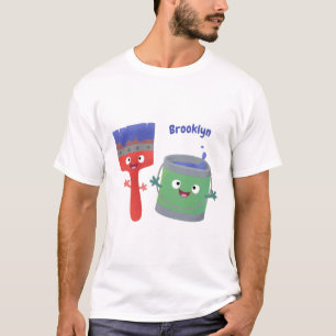 Cute paintbrush and paint cartoon characters T-Shirt