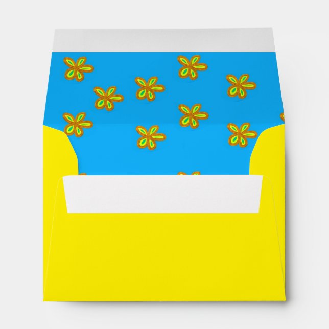 Cute painted flowers on blue envelope (Back (Bottom))