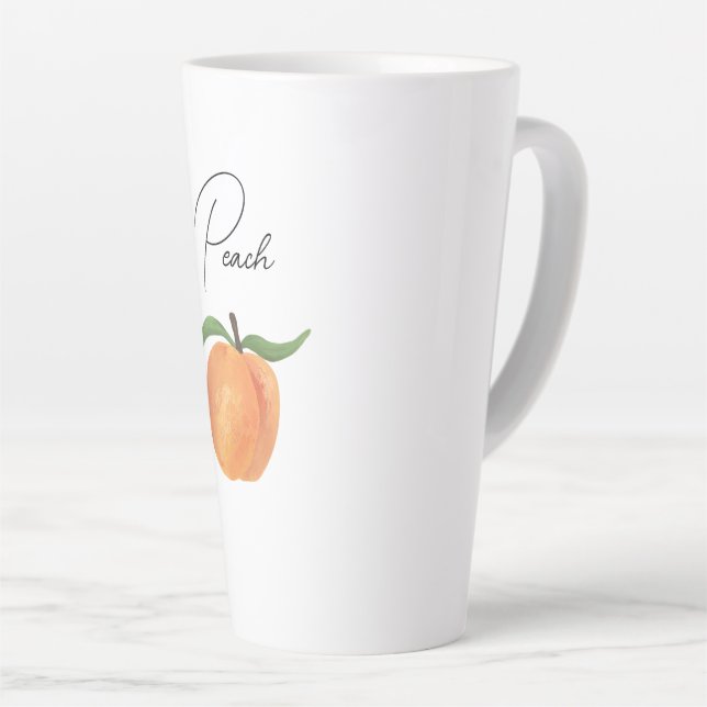 Cute Painted Peach Fruit Illustration  Latte Mug (Right Angle)