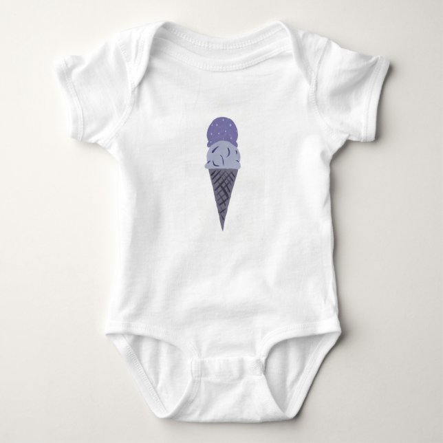Cute Painted Purple Ice Cream Cone Baby Shirt (Front)