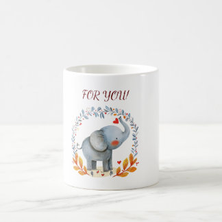 cute painted watercolor elephant  coffee mug