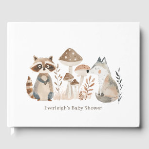 Cute Painted Woodland Animals Baby Shower Guest Book
