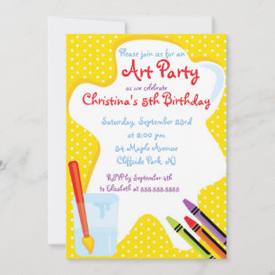 Cute Painting Art Party Birthday Invitations