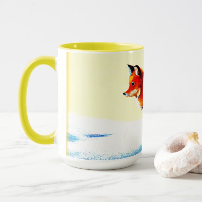 Cute Painting Of a Red Fox. Buy Now Mug (With Donut)