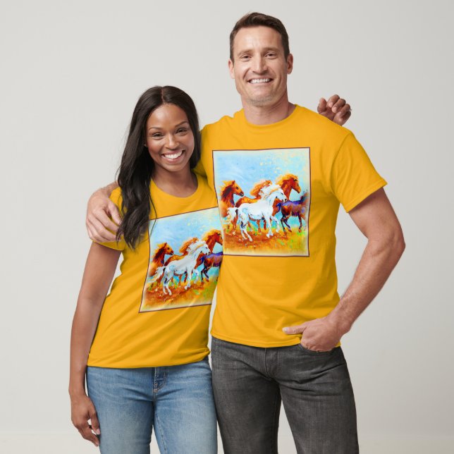 Cute Painting Of Running Horses. Buy Now T-Shirt (Unisex)