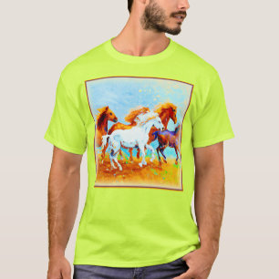 Cute Painting Of Running Horses. Buy Now T-Shirt