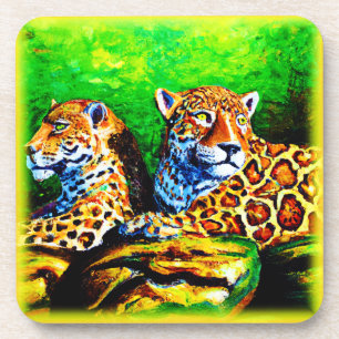 Cute Painting of The Jaguars. Buy Now Coaster