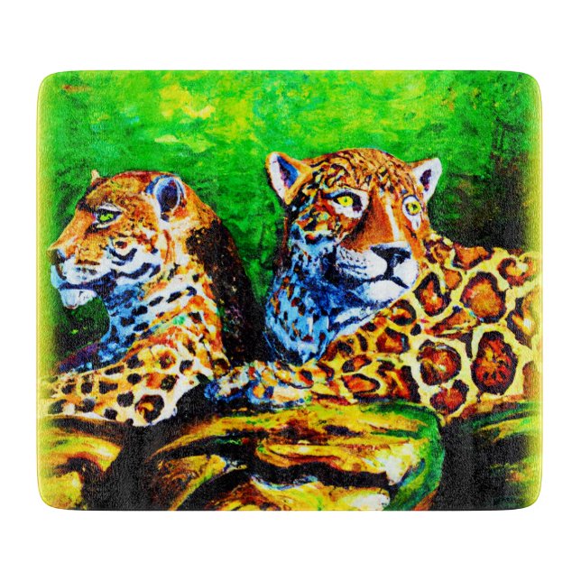Cute Painting of The Jaguars. Buy Now Cutting Board (Front)