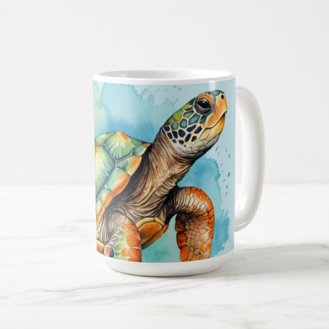Cute Painting Turtle Coffee Mug (Front Right)