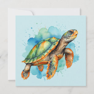 Cute Painting Turtle Invitation