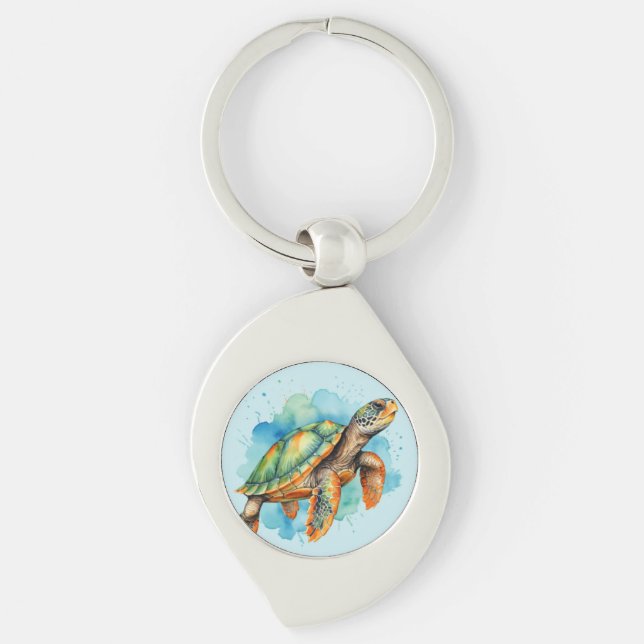 Cute Painting Turtle Key Ring (Front)