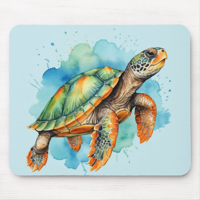 Cute Painting Turtle Mouse Pad (Front)