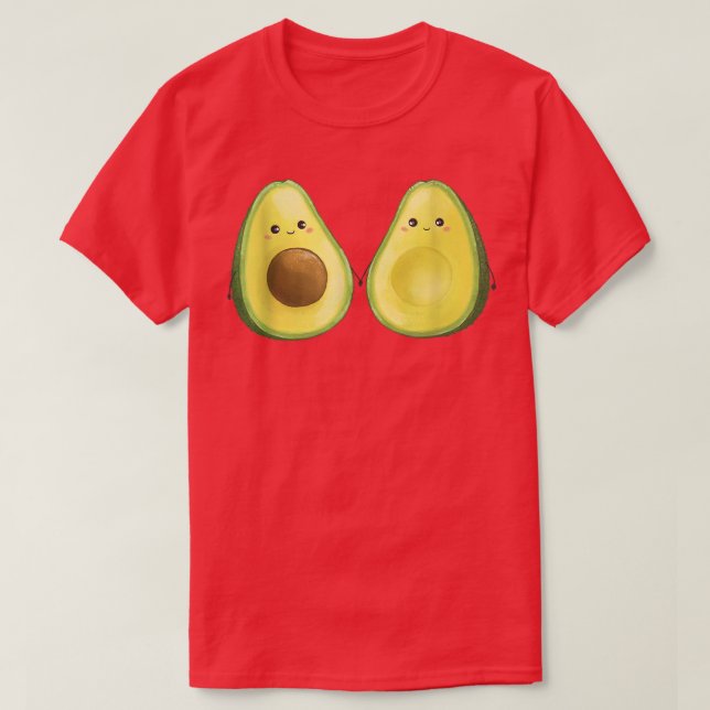 Cute Pair Avocado Couple pregnant pregnancy Valent T-Shirt (Design Front)