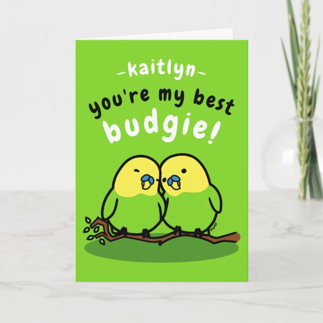 Cute Pair Green Budgies Funny Friendship Card (Front)