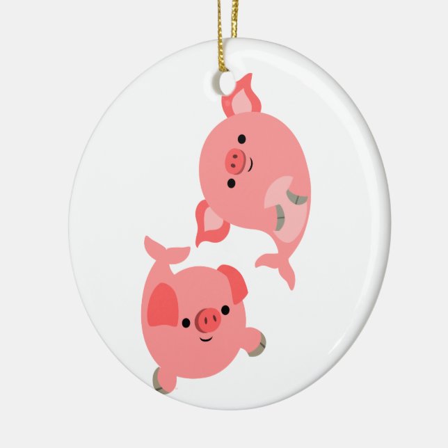 Cute Pair of Cartoon Merpigs Ceramic Tree Decoration (Left)