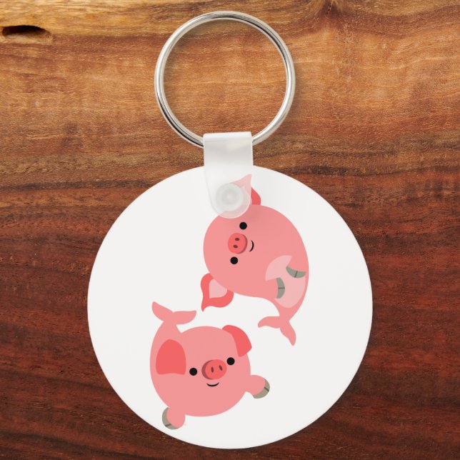 Cute Pair of Cartoon Merpigs Keychain (Front)