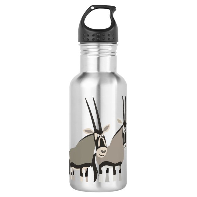Cute Pair of Cartoon Oryxes 710 Ml Water Bottle (Front)
