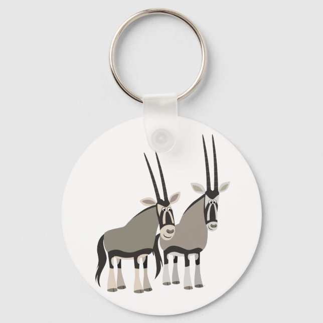 Cute Pair of Cartoon Oryxes Keychain (Front)
