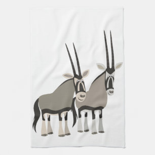 Cute Pair of Cartoon Oryxes Kitchen Towel