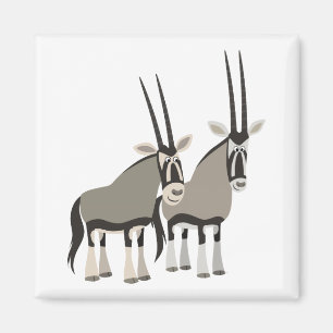 Cute Pair of Cartoon Oryxes Magnet