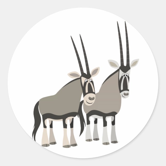 Cute Pair of Cartoon Oryxes Sticker (Front)