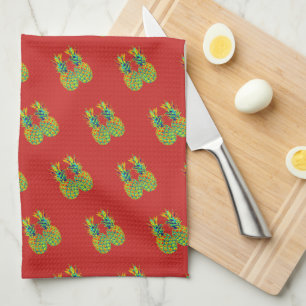 CUTE Pair Pineapple Pattern Tea Towel