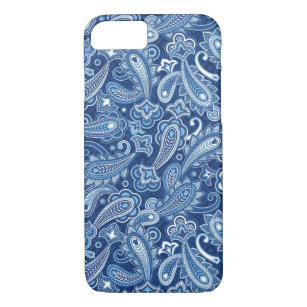Cute Paisley Floral Pattern Navy Blue Background Case-Mate iPhone Case