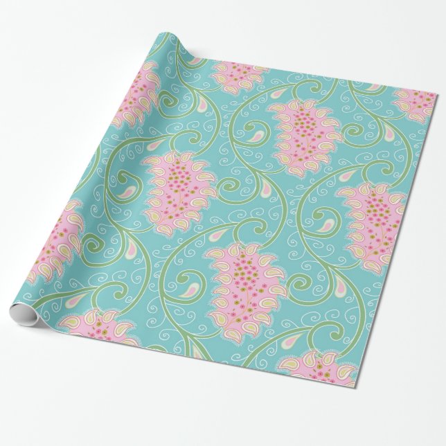 Cute Paisley Pattern Wrapping Paper (Unrolled)