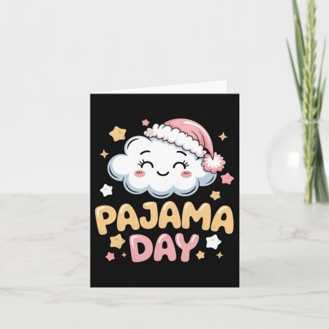Cute Pajama Day Cloud Cartoon Art Card (Front)