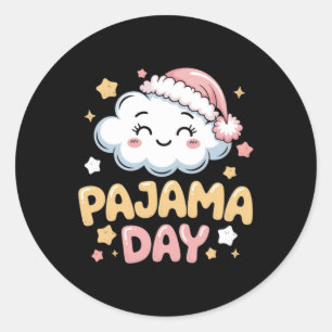 Cute Pajama Day Cloud Cartoon Art Classic Round Sticker