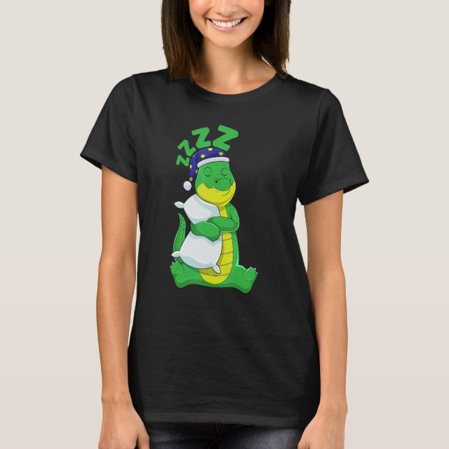 Cute Pajama for Women   Nigh  Sleeping Alligator T-Shirt (Front)