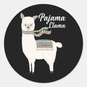 Cute Pajama Llama Bed Time Llama Pajama Classic Round Sticker