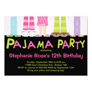 Cute Pajama Party Birthday Party Invitations