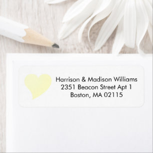 Cute pale yellow heart custom Return Address  Label