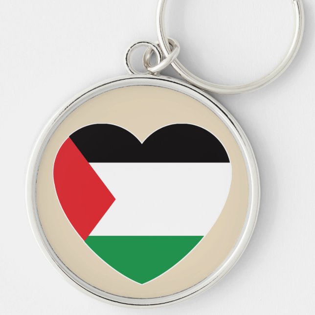 cute palestine flag heart graphic design key ring (Front)