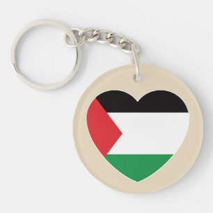 cute palestine flag heart graphic design key ring