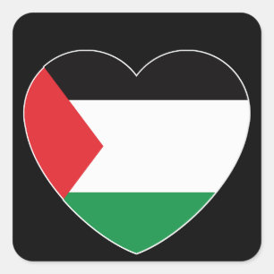 cute palestine flag heart graphic design square sticker