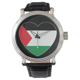 cute palestine flag heart graphic design watch