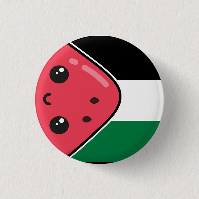 Cute Palestine flag with watermelon-Free Palestin  3 Cm Round Badge (Front)