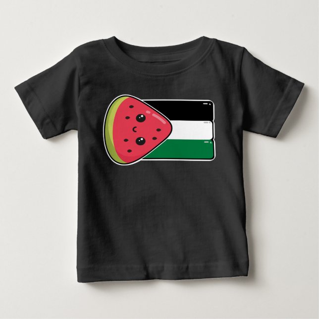 Cute Palestine flag with watermelon-Free Palestin  Baby T-Shirt (Front)