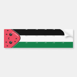 Cute Palestine flag with watermelon-Free Palestin  Bumper Sticker