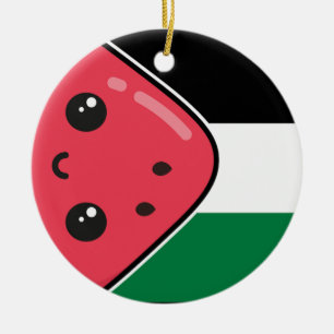Cute Palestine flag with watermelon-Free Palestin  Ceramic Ornament