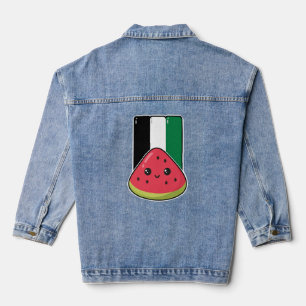 Cute Palestine flag with watermelon-Free Palestin Denim Jacket