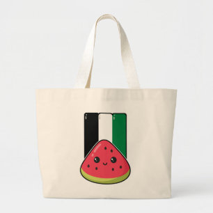 Cute Palestine flag with watermelon-Free Palestin  Large Tote Bag