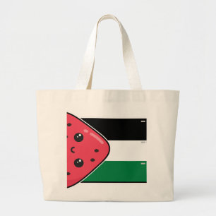 Cute Palestine flag with watermelon-Free Palestin Large Tote Bag