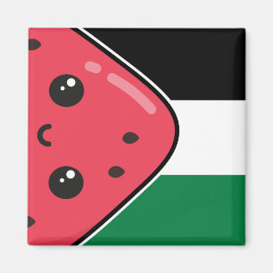 Cute Palestine flag with watermelon-Free Palestin Magnet