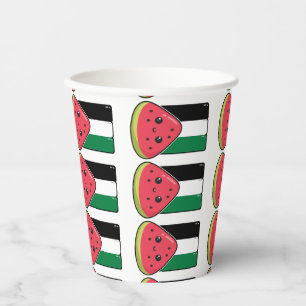 Cute Palestine flag with watermelon-Free Palestin  Paper Cups