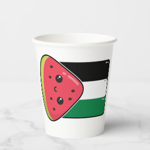 Cute Palestine flag with watermelon-Free Palestin Paper Cups