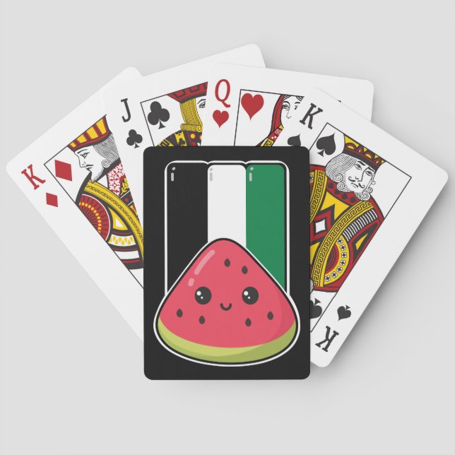 Cute Palestine flag with watermelon-Free Palestin  Playing Cards (Back)